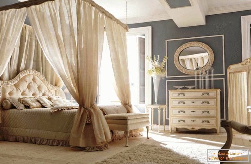 Pastelne barve v zasnovi razkošne spalnice