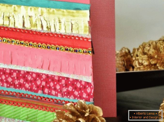 Barvita božična kartica iz tkanine