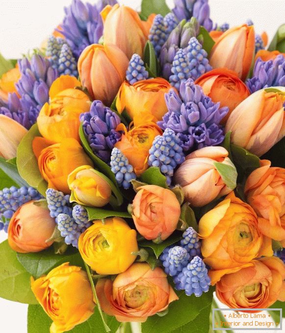 Bouquet oranžne in vijolične rože