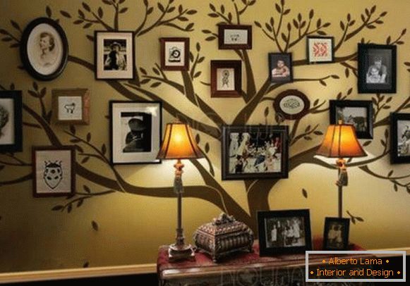 Veliko družinsko drevo na steni