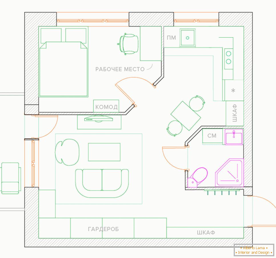 Preureditev enosobnega apartmaja v apartmaju s spalnico