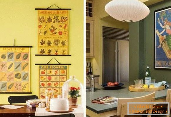 Kako okrasite stene v kuhinji - fotografije idej