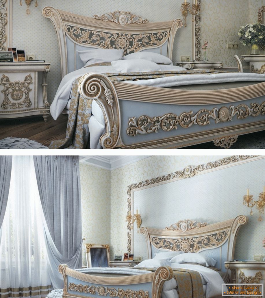 Primer notranje opreme majhne spalnice na fotografiji