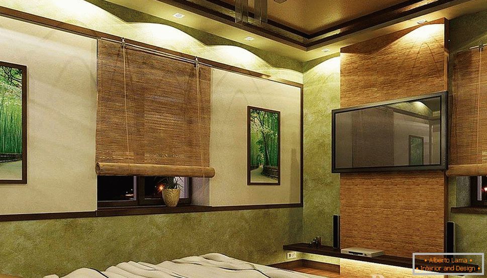 Bambus v notranjosti spalnice