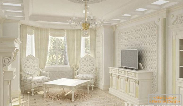 Notranjost v slogu Empire z belo pohištvo