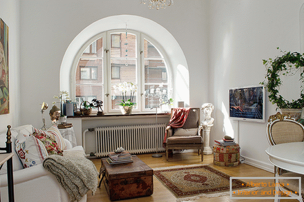 Notranjost dnevne sobe v skandinavskem slogu