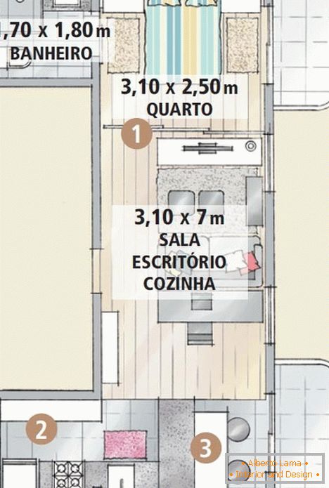Apartma načrt v slogu mini-loft