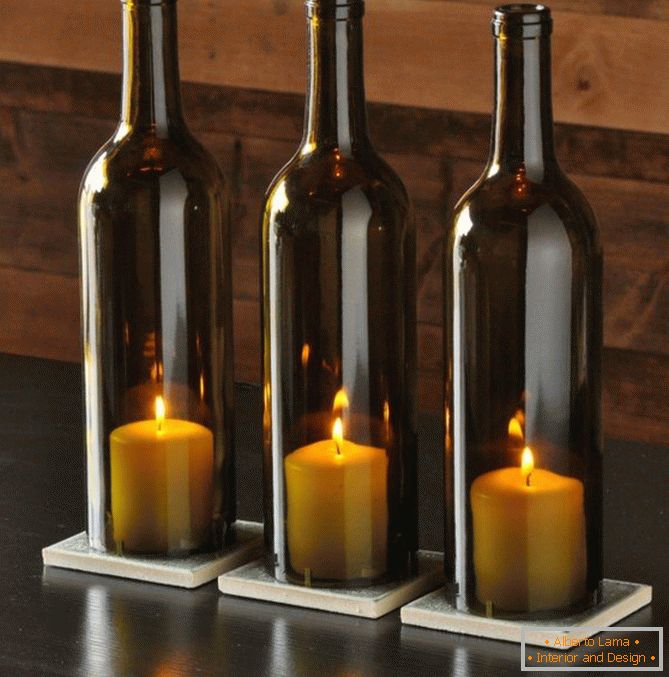 Steklenice brez dna za sveče