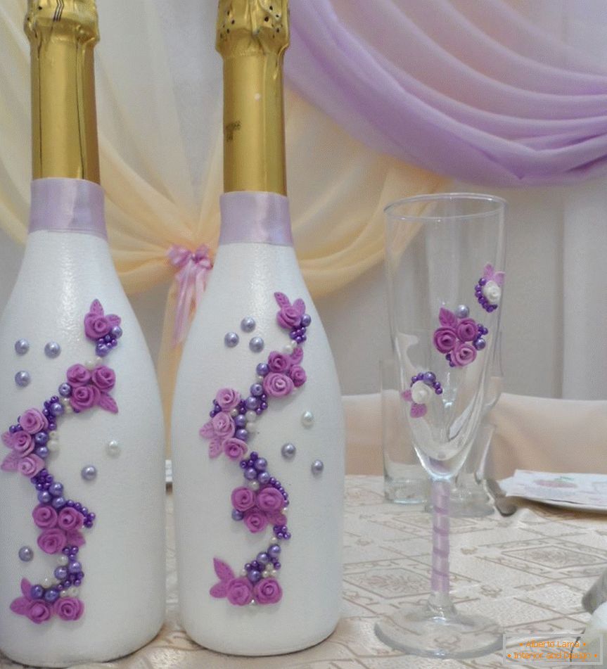 Rože iz polimerske gline на свадебных бутылках