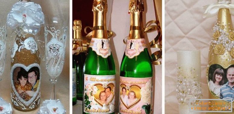 Okrasite poročne steklenice s fotografijami
