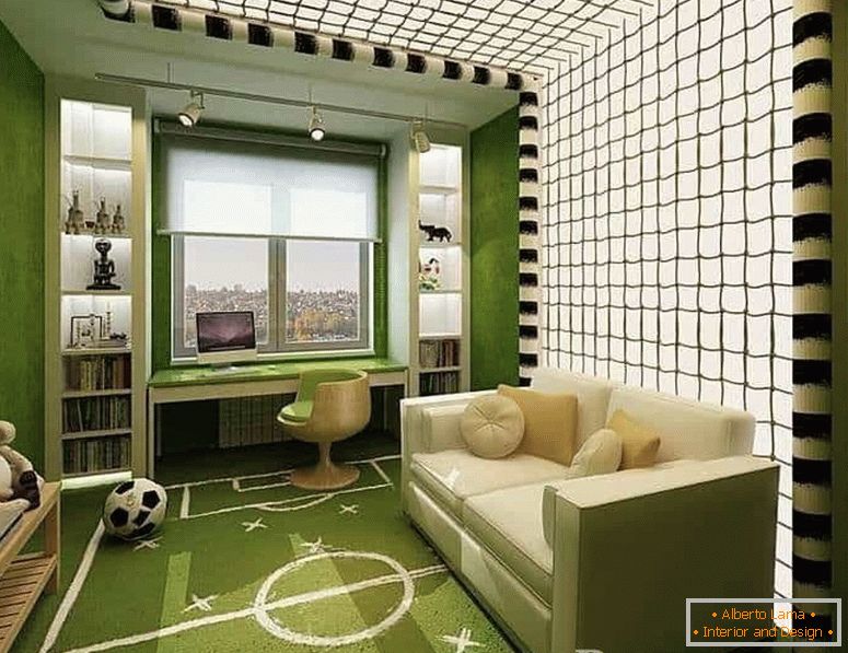 Otroška soba za dečka v obliki nogometnega igrišča