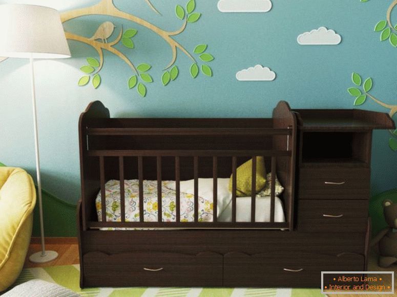 otroška posteljica za novorojenčka-s prostranim predalnikom