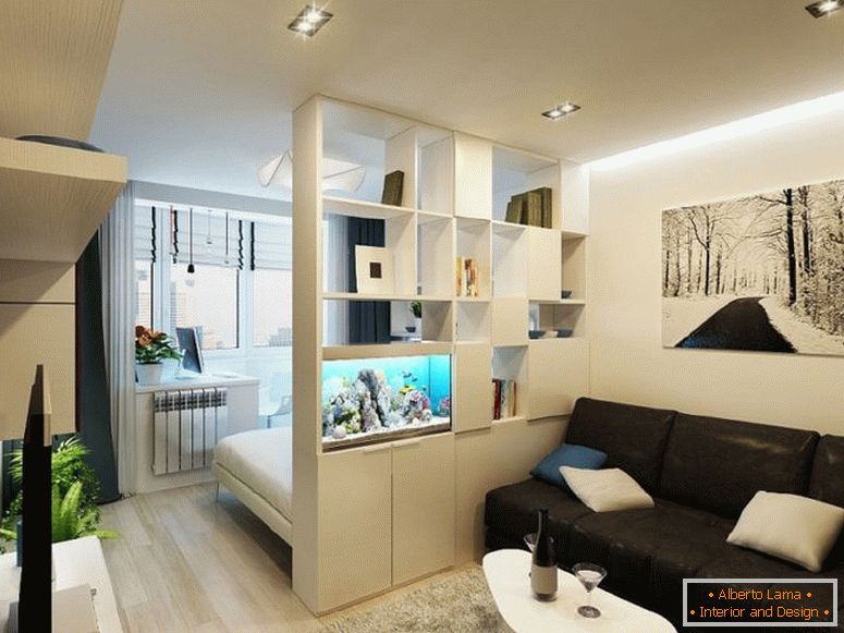 Oblikovanje enosobno stanovanje površine 54 m2.