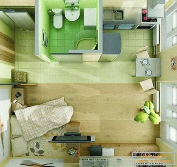 oblikovanje enosobnega majhnega apartmaja, fotografija 28