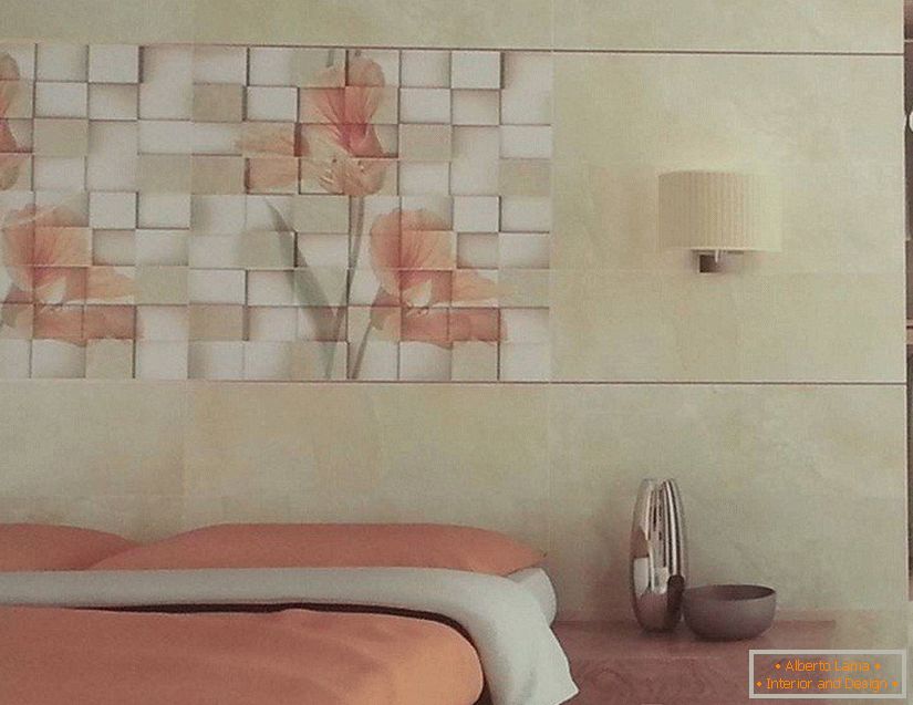 Keramične ploščice na steni blizu postelje