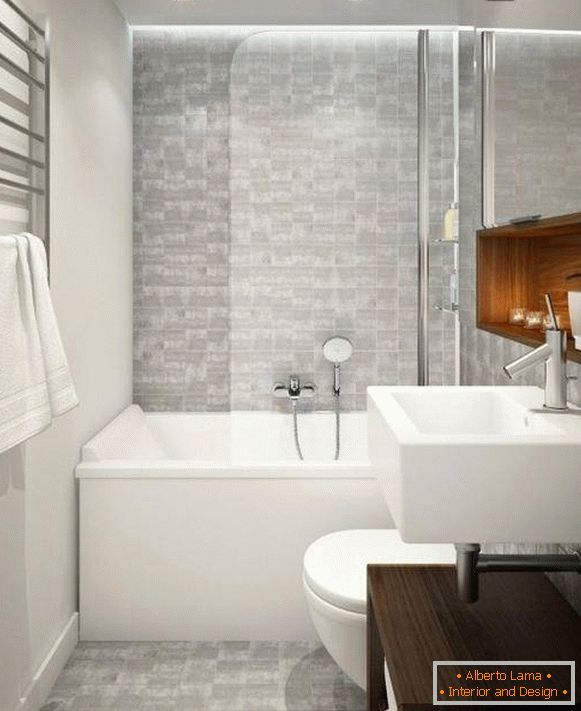 Luksuzna kopalnica v oblikovanju apartmaja 45 m2 m fotografija