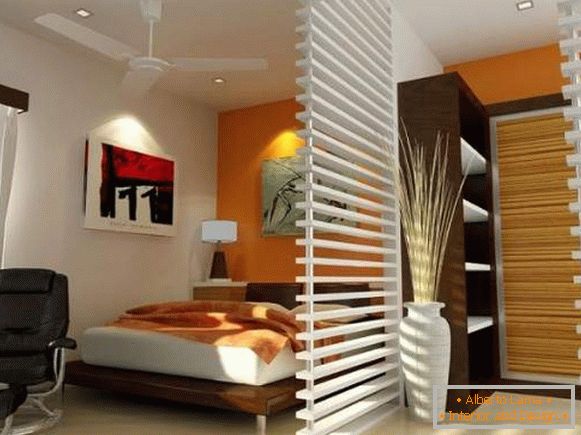 Enosobna zasnova stanovanja - kako ločiti spalnico s predelno steno