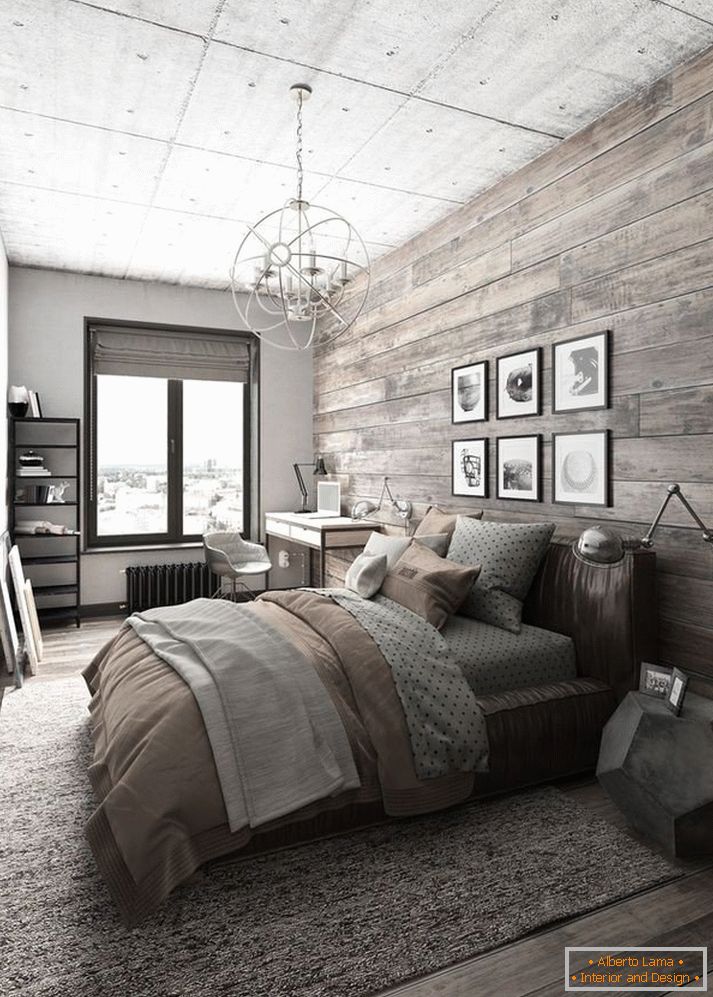 Loft stil spalnica design