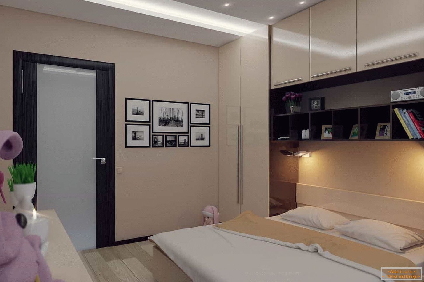 Zasnova spalnice v stilu Art Nouveau 13 m²
