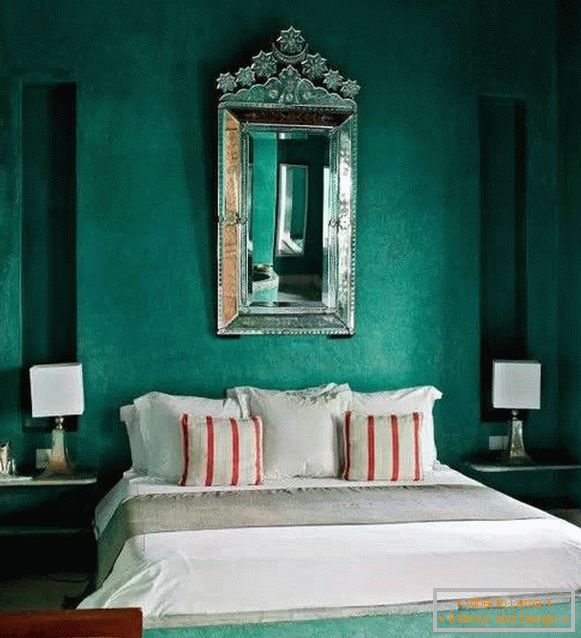 Zelena spalnica v razkošnem slogu