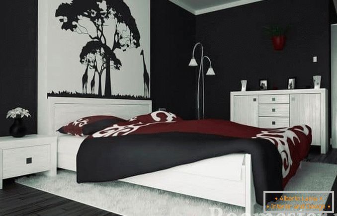 Črna in bela spalnica dekoracija za klasičen slog