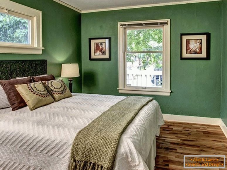 Elegantna spalnica v zelenih barvah
