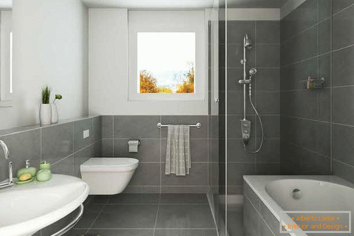 Stil Art Nouveau je mehak, nevtralen, miren. Klasična kombinacija bele in črne je odlična možnost za okrasitev kopalnice.