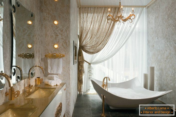 Projektni projekt za kopalnico Art Nouveau za slaven stanovanje v New Yorku. 