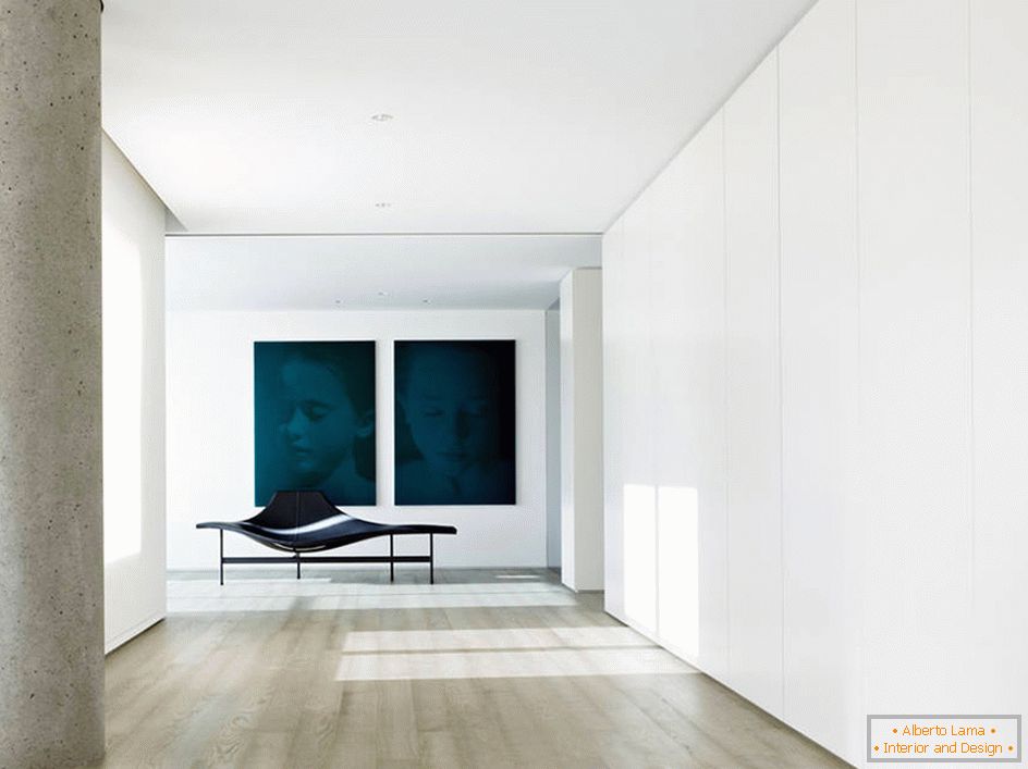 Živahen primer minimalistične zasnove v dvorani v državi.