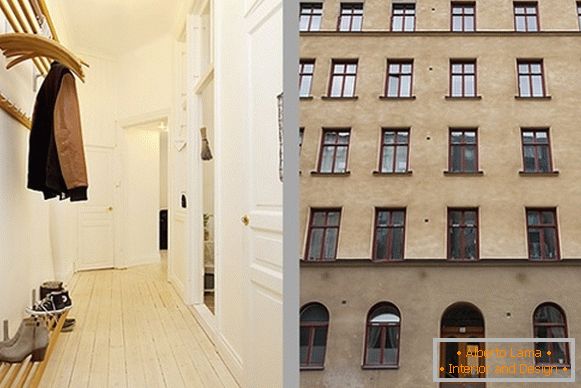 Notranjost stanovanja na hodniku na Švedskem