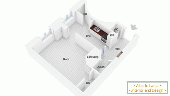 Načrt majhnega stanovanja na Švedskem