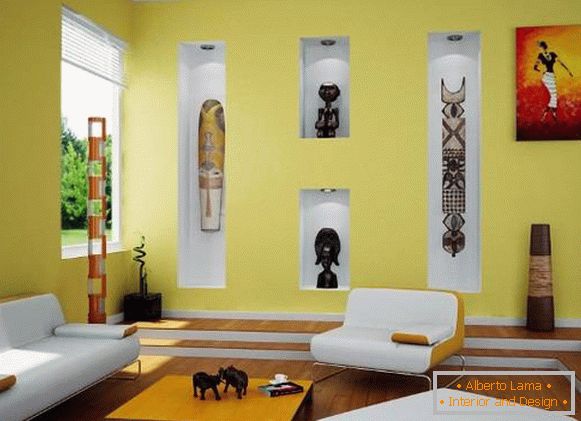 Etnična notranjost z afriškim dekorjem