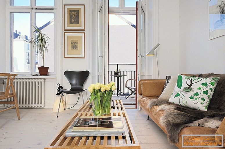 Dnevna soba luksuznih malih apartmajev na Švedskem