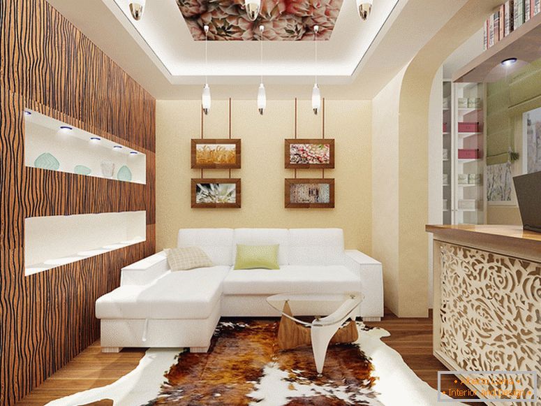 Notranjost luksuzne dnevne sobe v pastelnih barvah