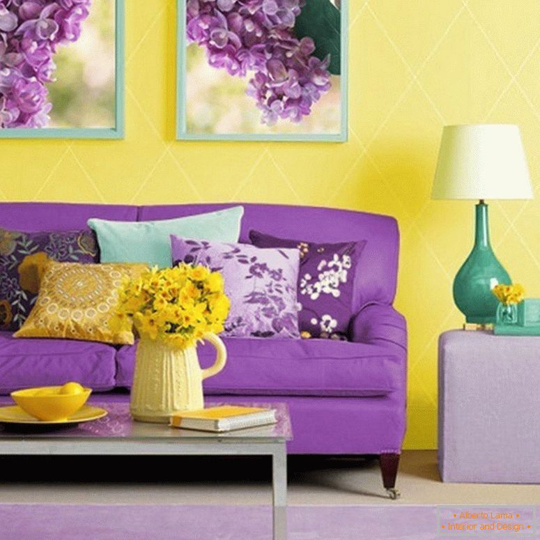 Popolna kombinacija vijolične in rumene barve