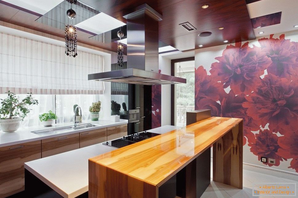 Foto ozadja v enobarvni kuhinji