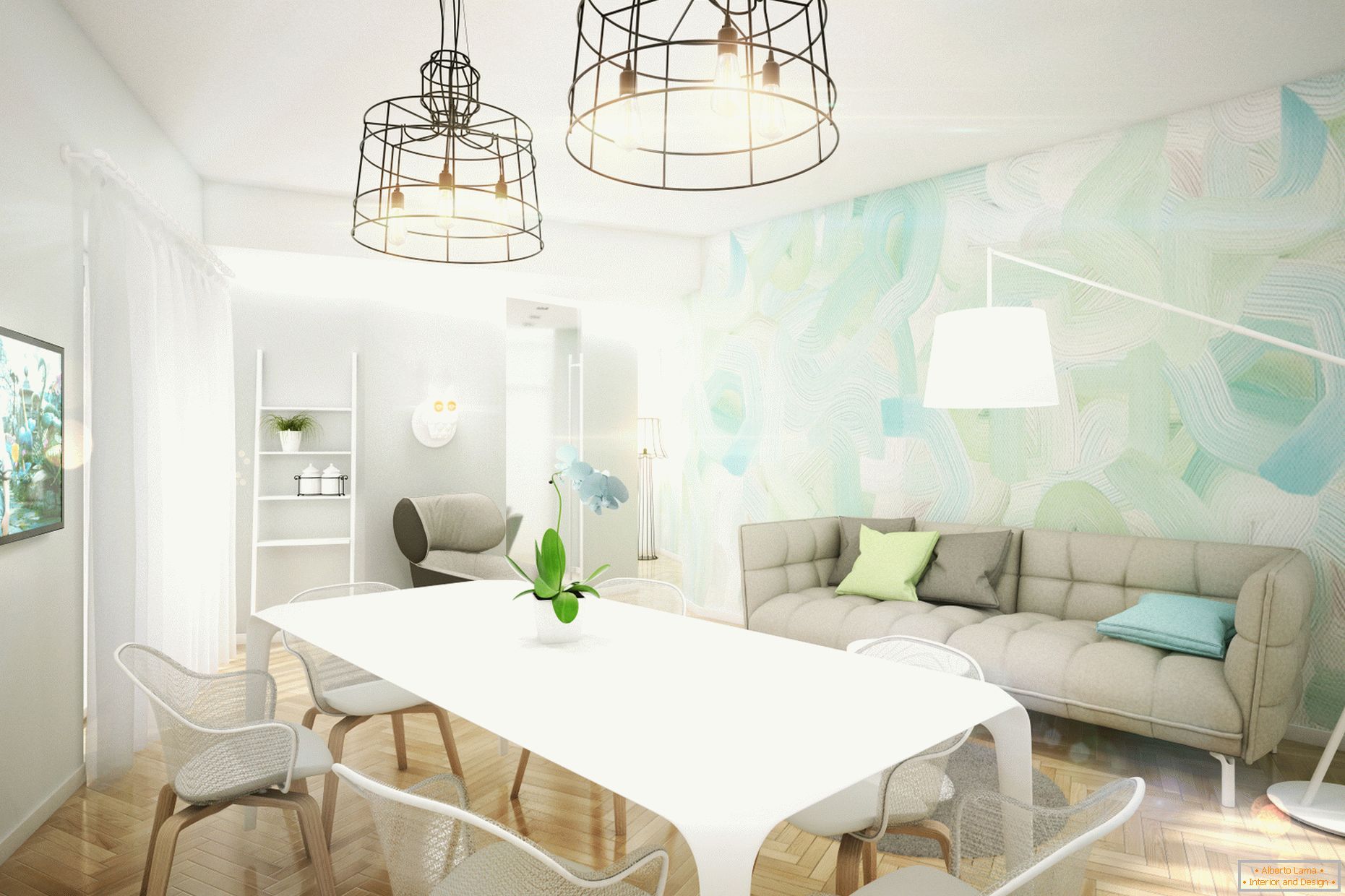 Projektni apartma v pastelnih barvah: dnevna soba
