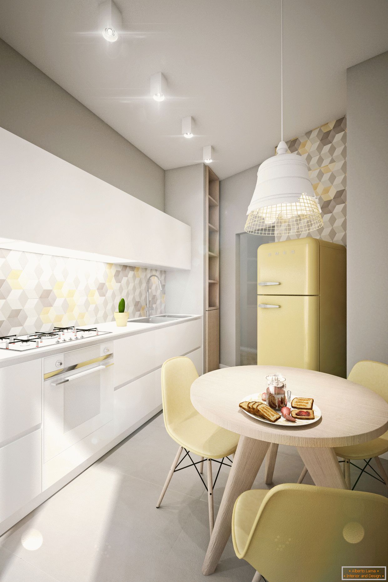 Projektni apartma v pastelnih barvah: kuhinja