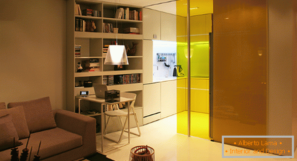 Futuristični slog v notranjosti apartmaja