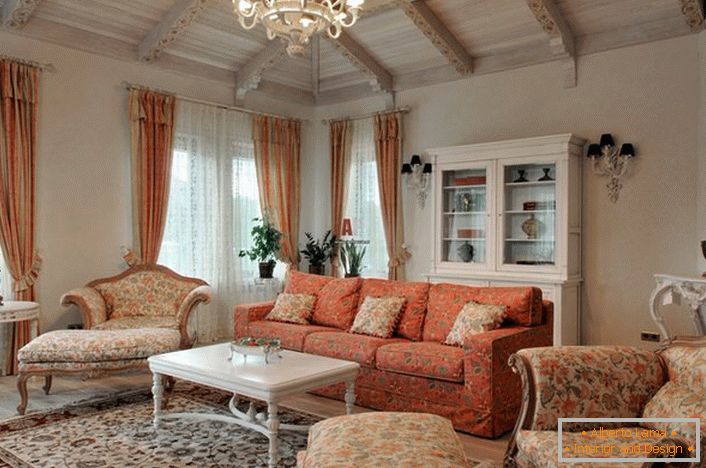 Lepo obliko Provence stil dnevna soba za resnično damo.