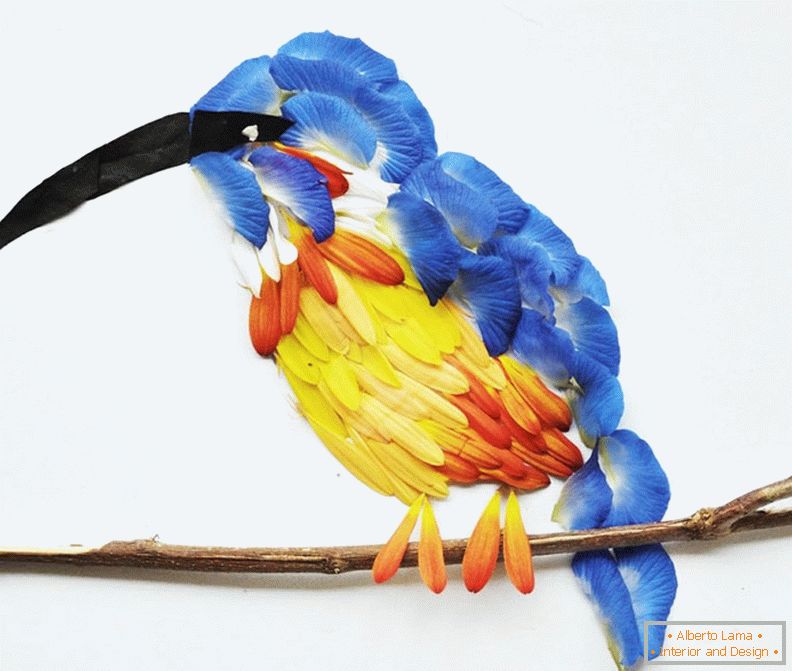 Eksotične ptice iz cvetnih lističev, projekt Hong Yi