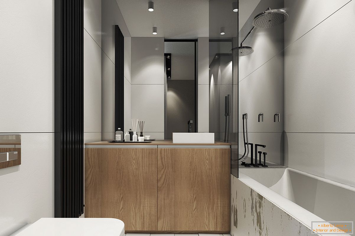 Oblikovanje kopalnice za majhno stanovanje v skandinavskem slogu - fotografija 2