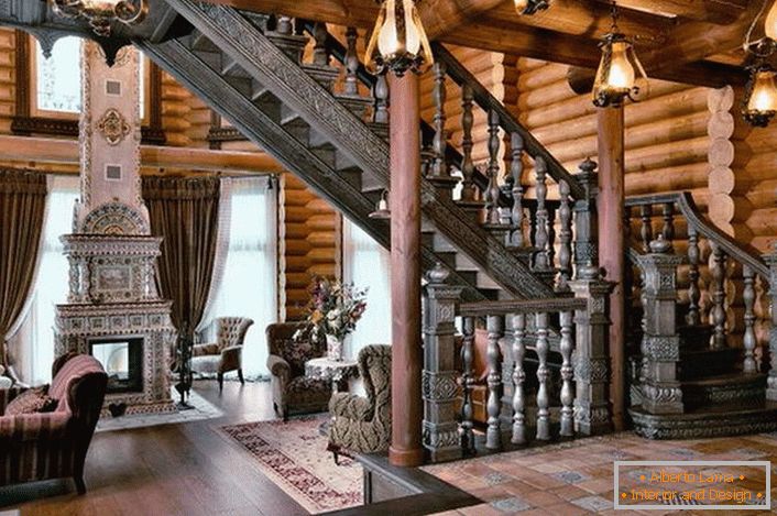 Luksuzna rustikalna dnevna soba v deželi v Nemčiji.