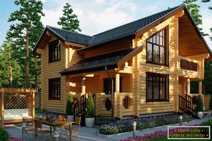 Hiša v rustikalnem slogu iz hiše - izbira večine sodobnih lastnikov nepremičnin na podeželju.