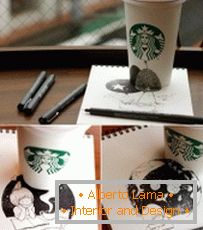 Ilustracije Tomoko Sintanija na očalih Starbucks