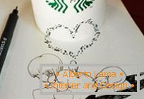 Ilustracije Tomoko Sintanija na očalih Starbucks