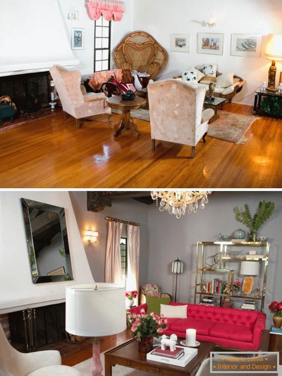Glamurozna zasnova dnevne sobe v zasebni hiši v sivi barvi