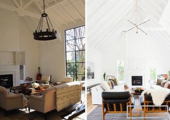 Nova notranja zasnova zasebne hiše: dnevna soba pred in po
