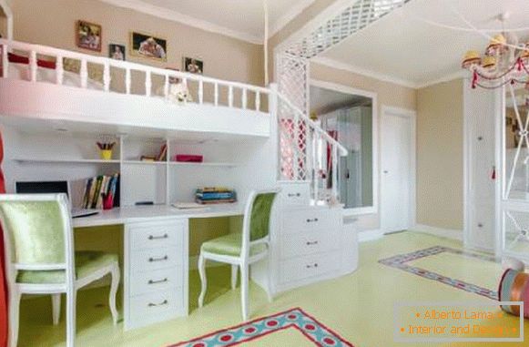 oblikovanje notranjosti otroške sobe za dve dekleti, fotografija 11