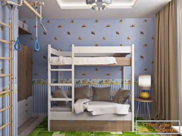 notranjost majhne otroške sobe za dva otroka, foto 62